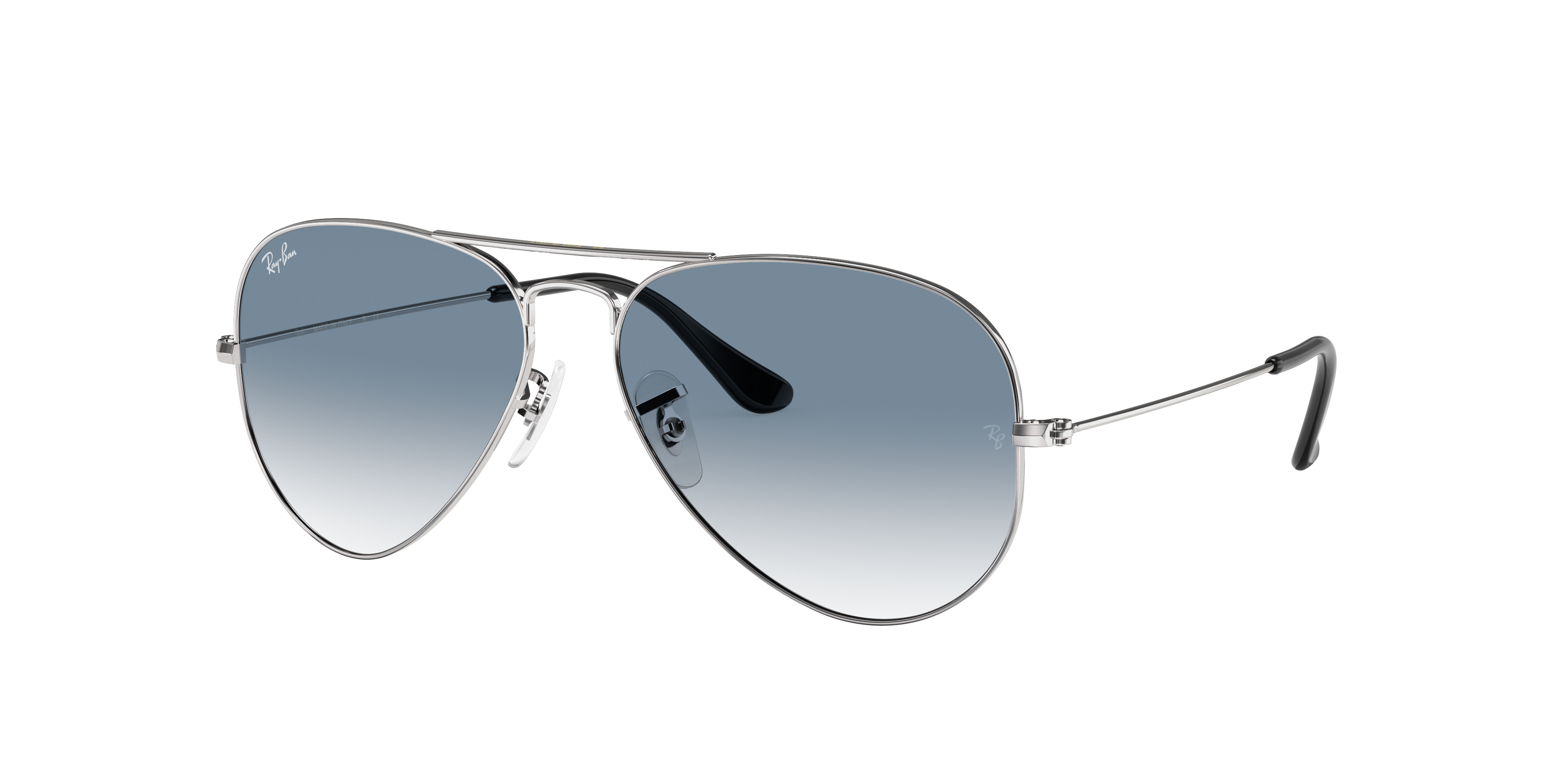 Aviator Gradient Sunglasses in Silver and Light Blue | Ray-Ban®