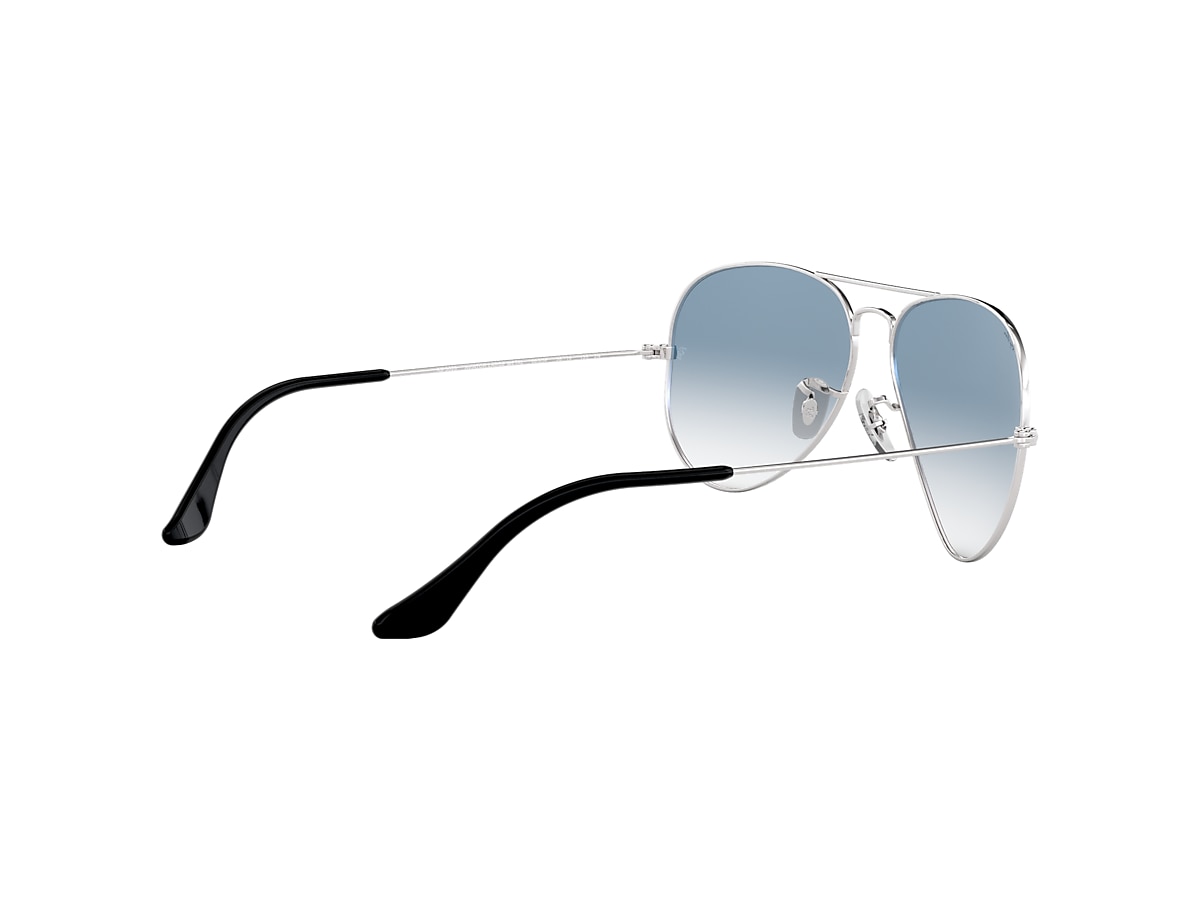 Ray-Ban aviator sunglasses in silver with blue fade lens