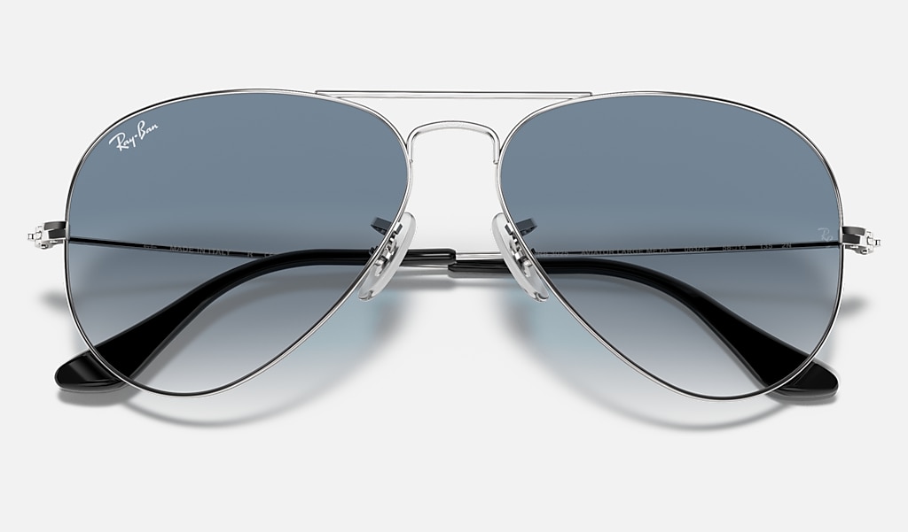 Aviator Gradient Sunglasses in Silver and Blue | Ray-Ban®