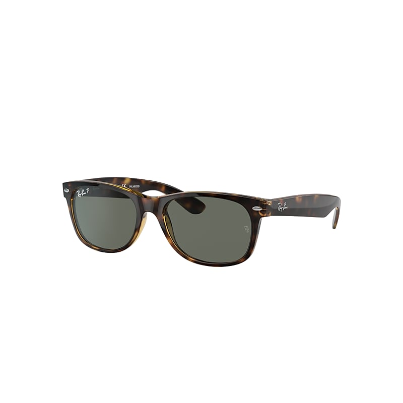 Ray-Ban New Wayfarer Classic Sunglasses Tortoise Frame Green Lenses Polarized 55-18