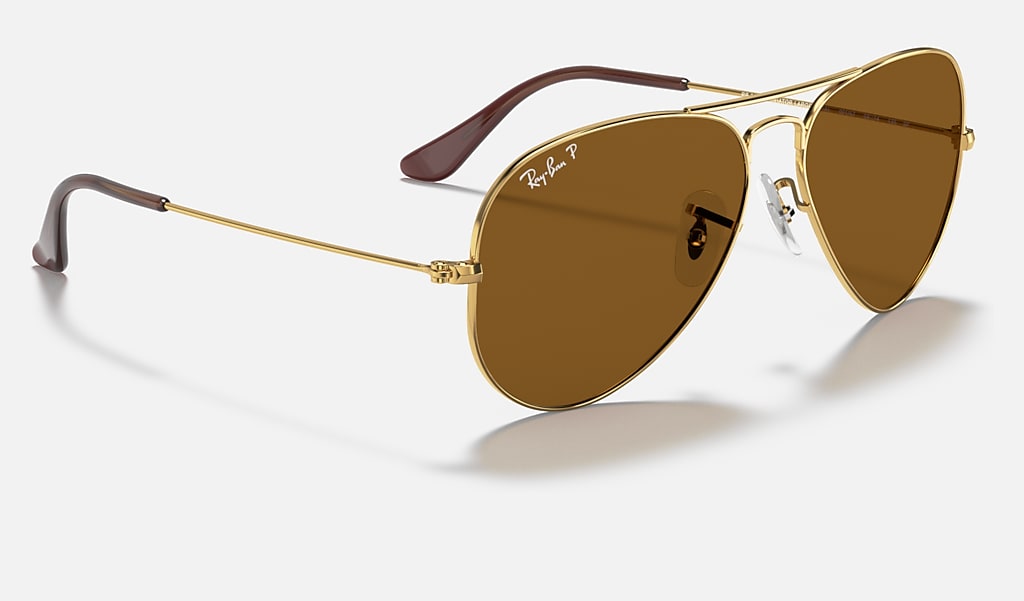 varemærke universitetsstuderende sfære Aviator Classic Sunglasses in Gold and Brown | Ray-Ban®