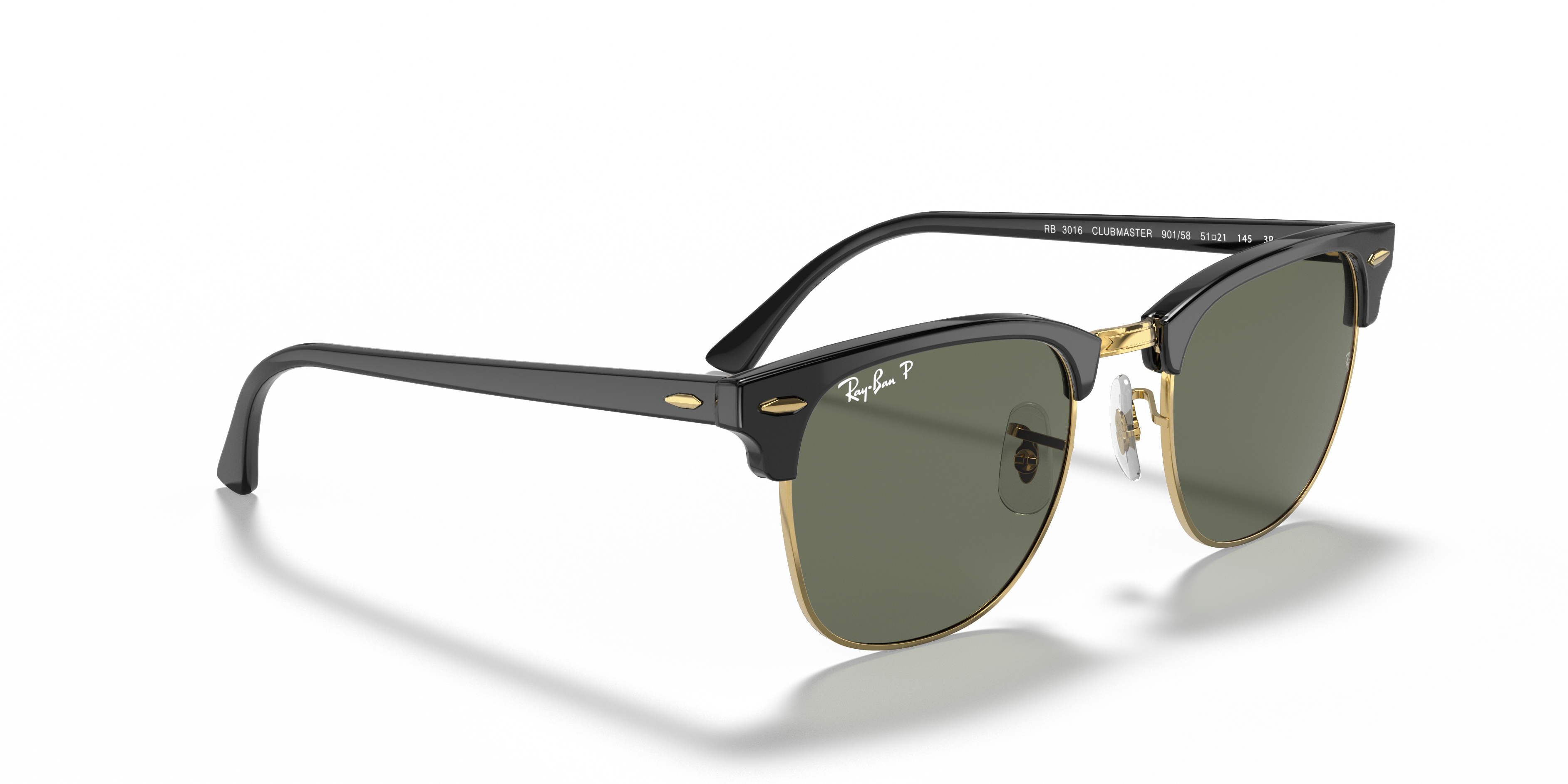 Clubmaster Classic Sunglasses in Black On Gold and G-15 Green 