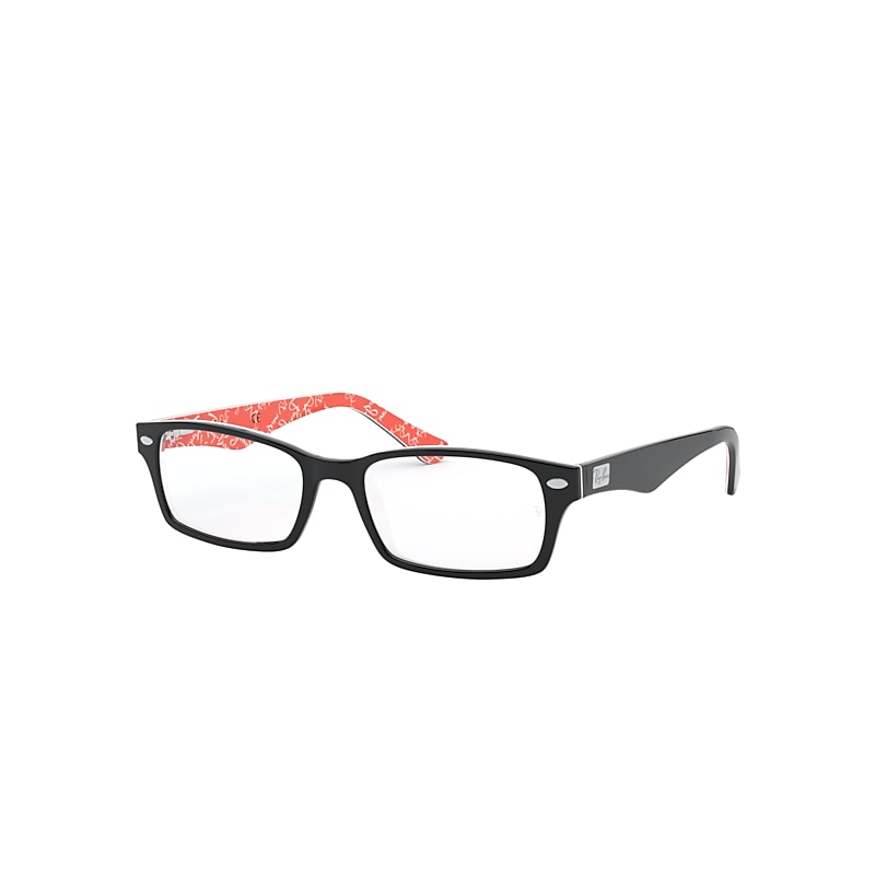 Ray-Ban Rb5206 Optics Eyeglasses Black On Red Frame Clear Lenses 54-18
