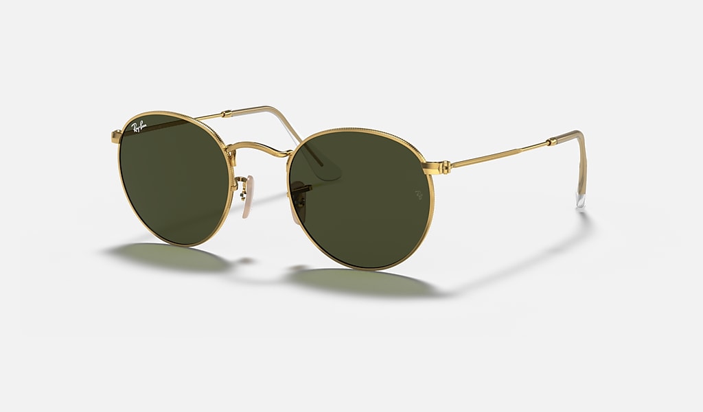 Round Metal Sunglasses Gold Green | Ray-Ban®