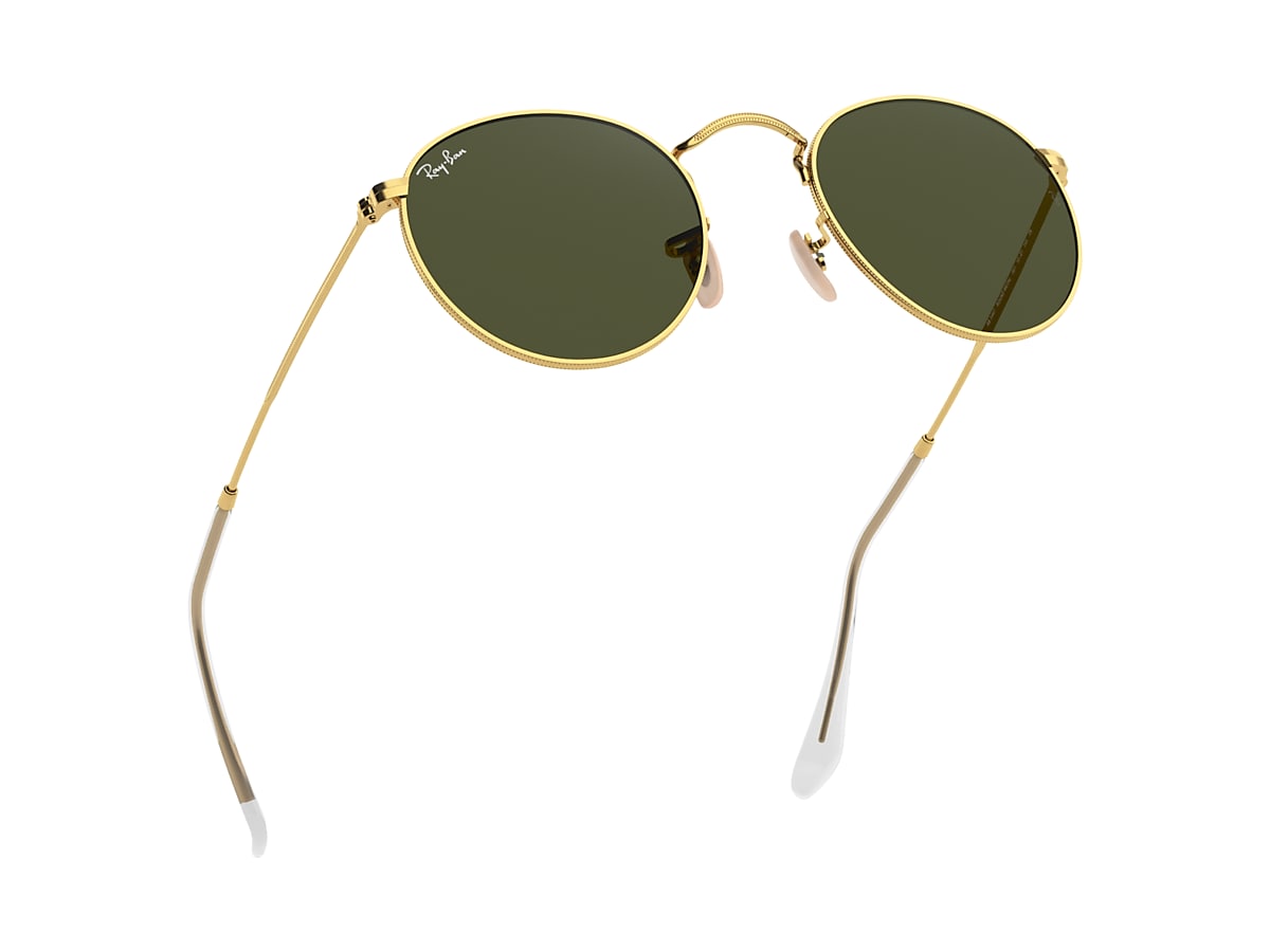 Round Metal Sunglasses in Gold and Green | Ray-Ban®