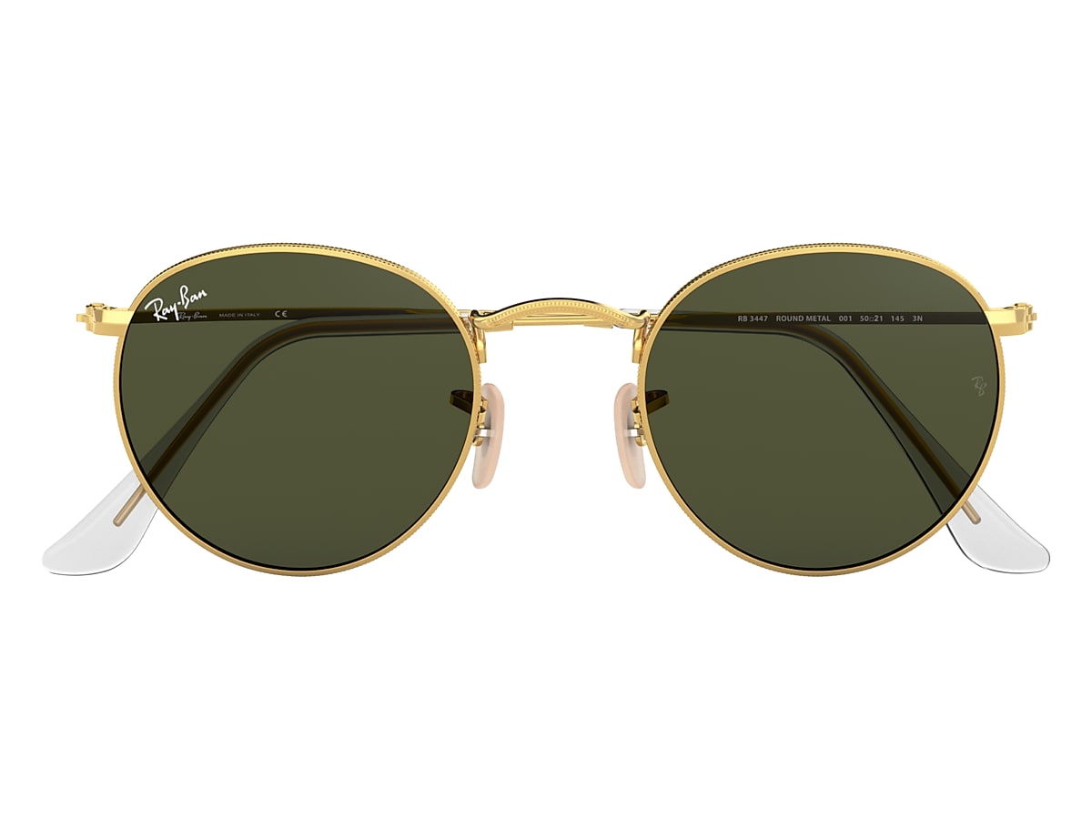 Round Metal Sunglasses in Gold and Green | Ray-Ban®