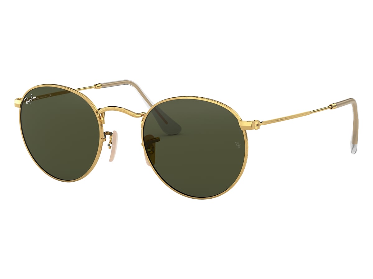 Round Metal Sunglasses in Gold and Green | Ray-Ban®