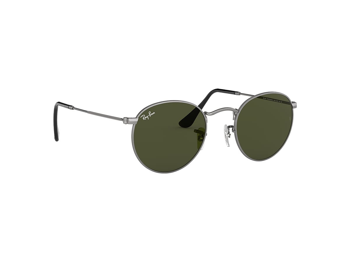 Skim Flash Absoluut Round Metal Sunglasses in Gunmetal and Green | Ray-Ban®