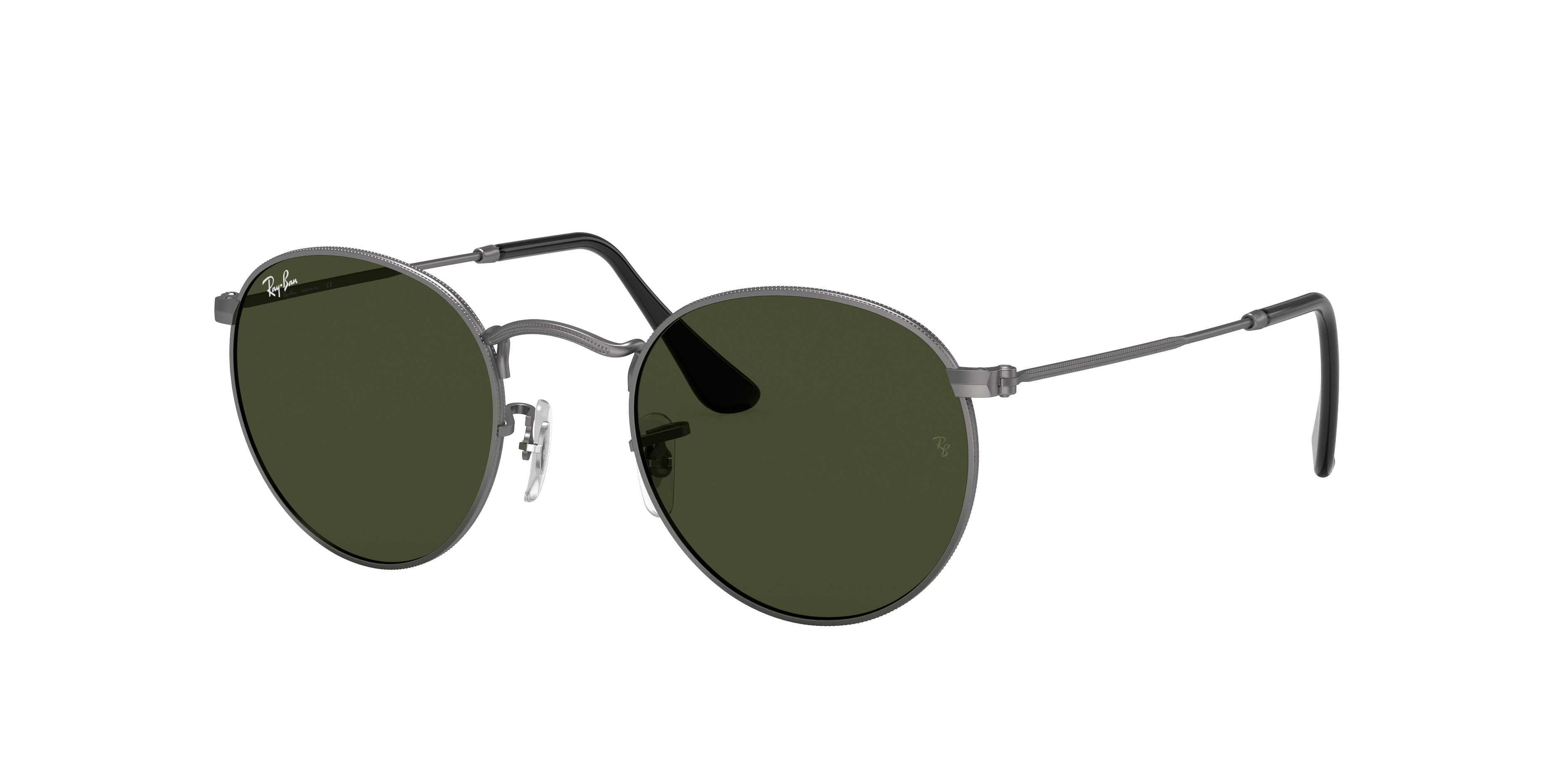 Round Metal Sunglasses in Gunmetal and Green | Ray-Ban®