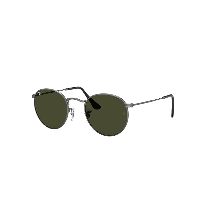 Ray-Ban Round Metal Sunglasses Gunmetal Frame Green Lenses 50-21