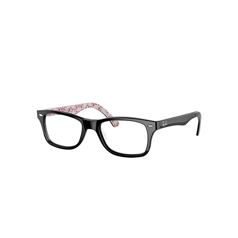 Ray-Ban Rb5228 Optics Eyeglasses Black On White Frame Clear Lenses 53-17