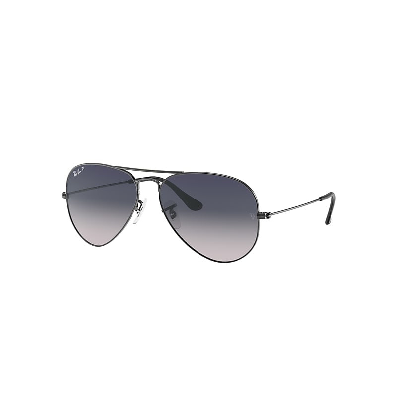 Ray-Ban Aviator Gradient Sunglasses Gunmetal Frame Blue Lenses Polarized 58-14