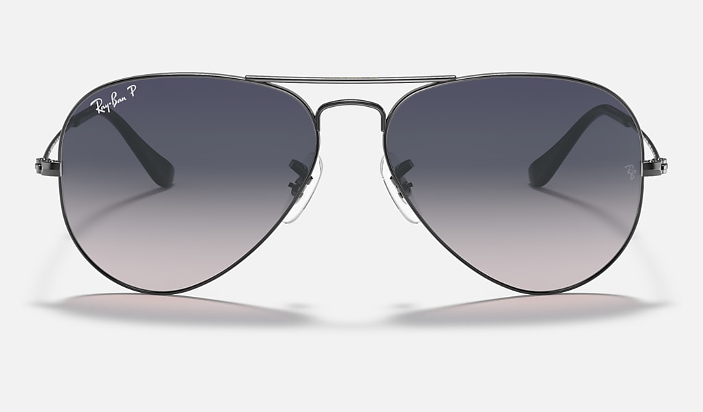 Aviator Gradient Sunglasses in Gunmetal and Blue/Grey | Ray-Ban®