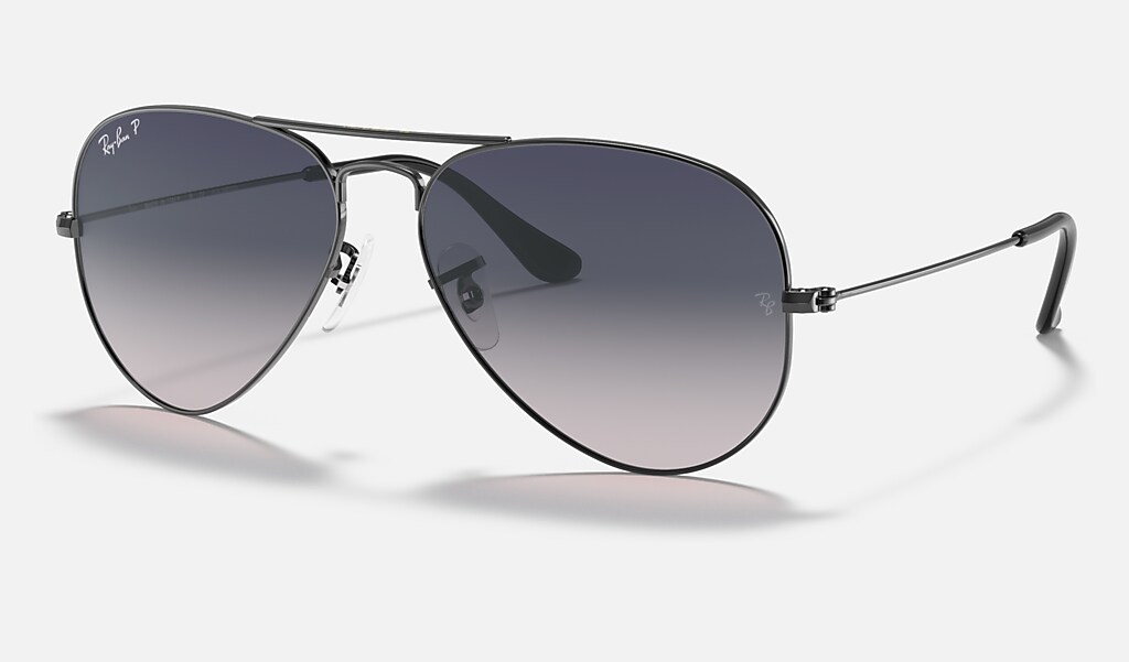 Aviator Gradient Sunglasses in Gunmetal and Blue/Grey | Ray-Ban®