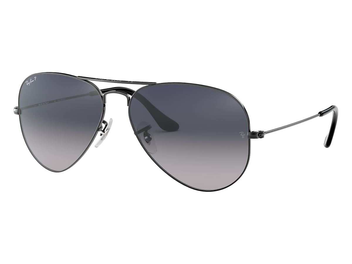 schakelaar Portaal palm Aviator Gradient Sunglasses in Gunmetal and Blue/Grey | Ray-Ban®