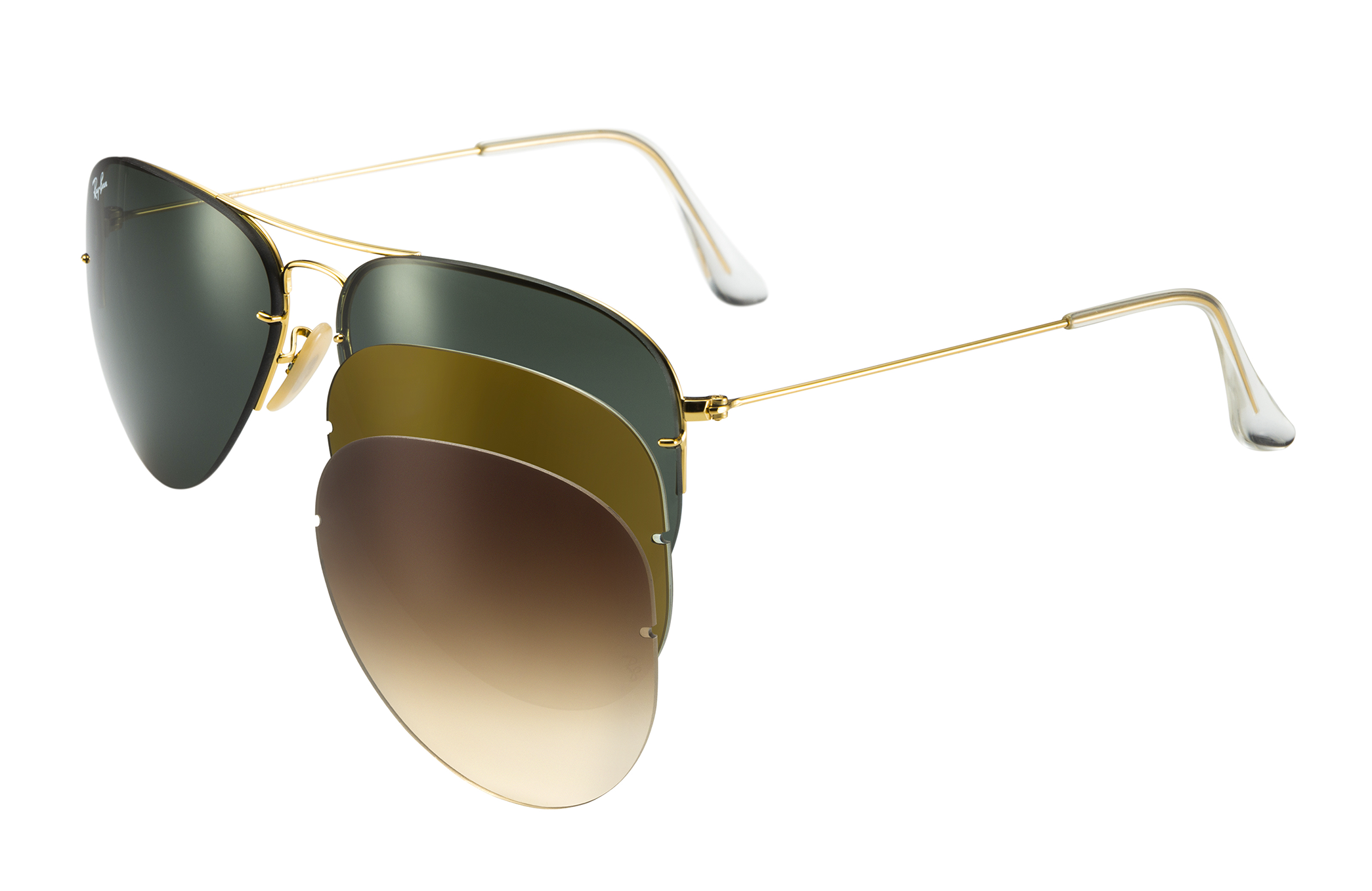 Erfenis Afwijzen Uitgaan van Aviator Flip Out Sunglasses in Gold and Green | Ray-Ban®