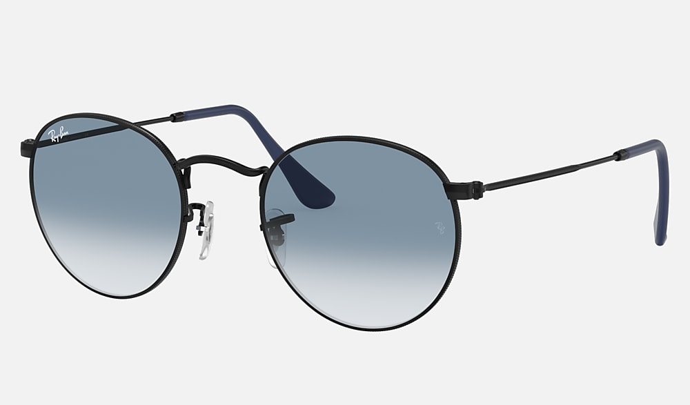 ROUND METAL Sunglasses in Black and Light Blue Gradient - RB3447