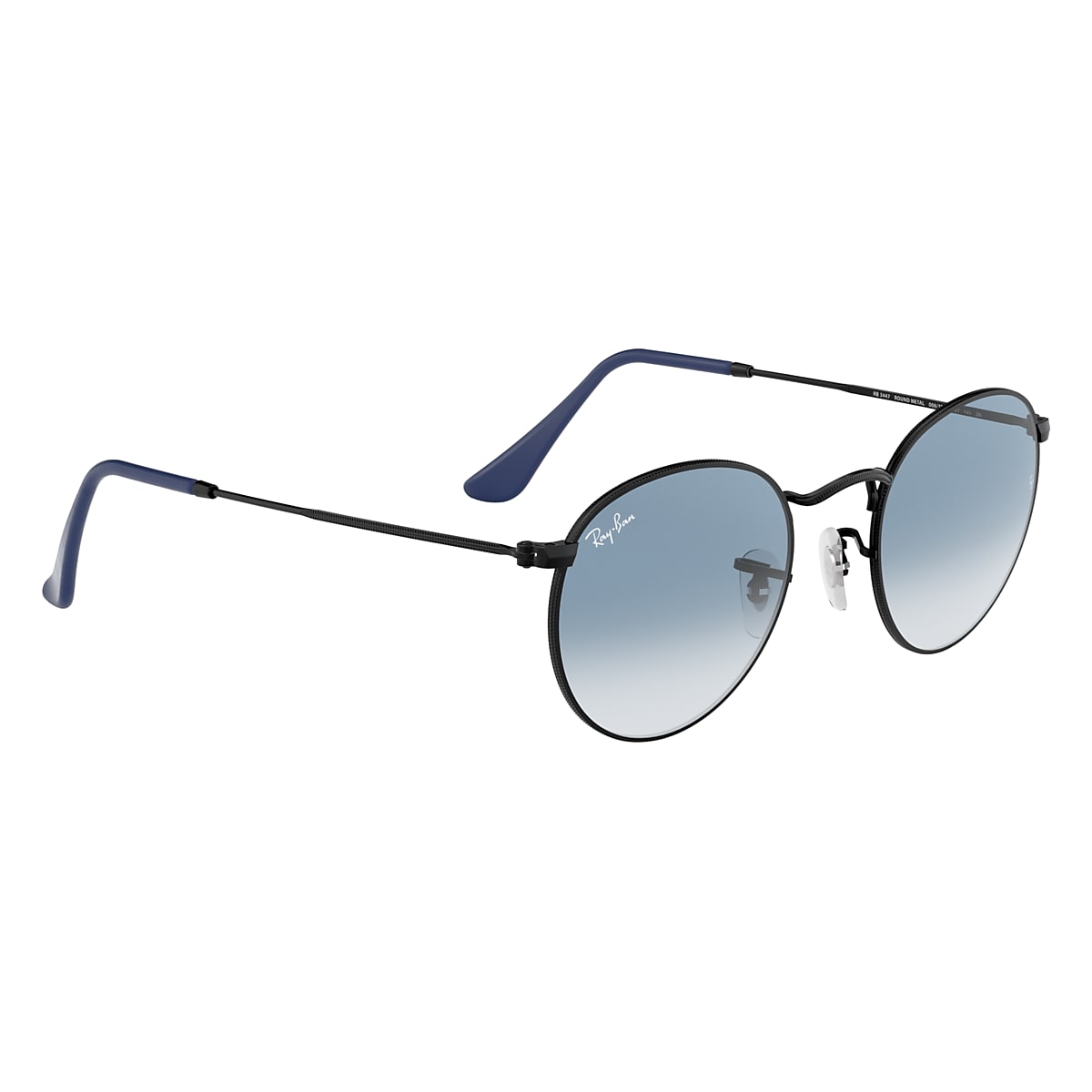 Round Metal Sunglasses in Black and Light Blue | Ray-Ban®