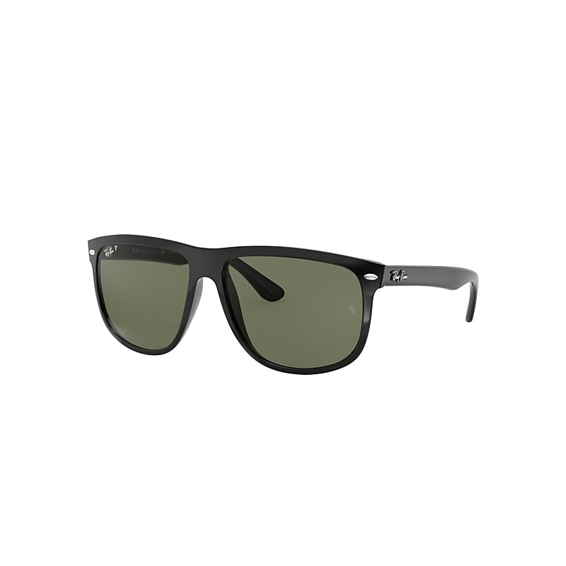 Ray-Ban Boyfriend Sunglasses Black Frame Green Lenses Polarized 56-15