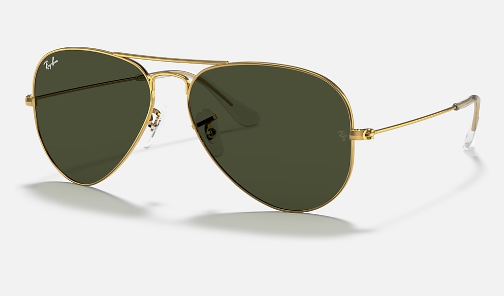 Lager så meget sand Aviator Classic Sunglasses in Gold and Green | Ray-Ban®