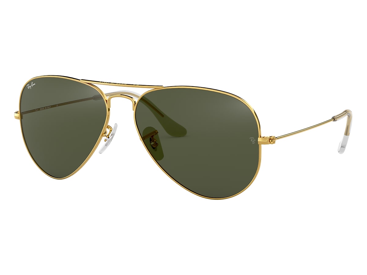 Dyster Unødvendig nyhed Aviator Classic Sunglasses in Gold and Green | Ray-Ban®