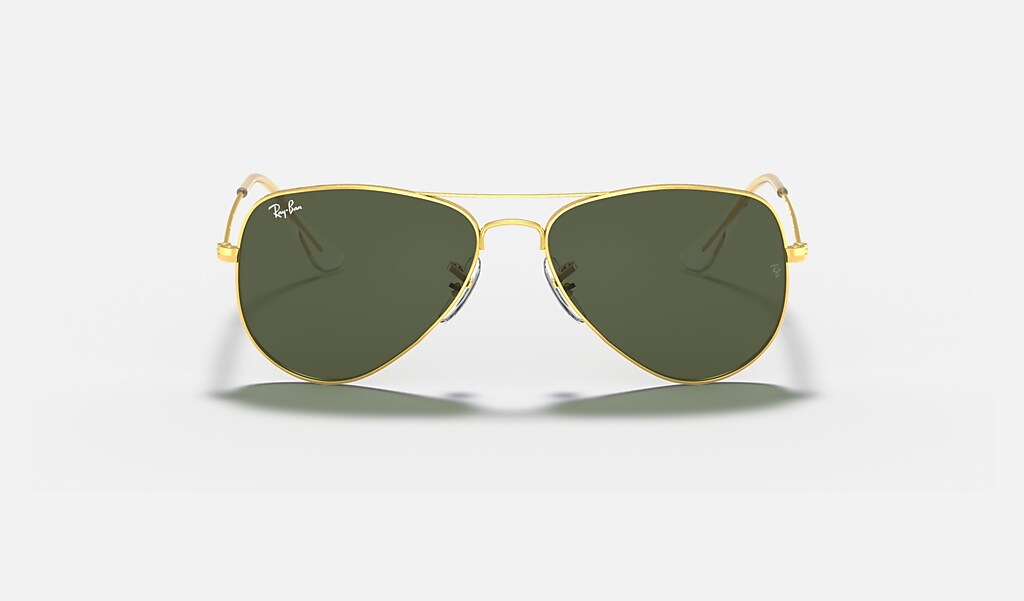 Aviator Extra Small Sunglasses in Gold and Crystal Green | Ray-Ban®