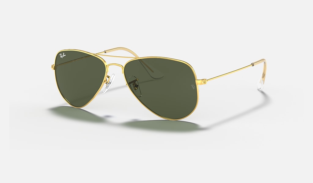 gokken Gloed Weekendtas Aviator Extra Small Sunglasses in Gold and Crystal Green | Ray-Ban®
