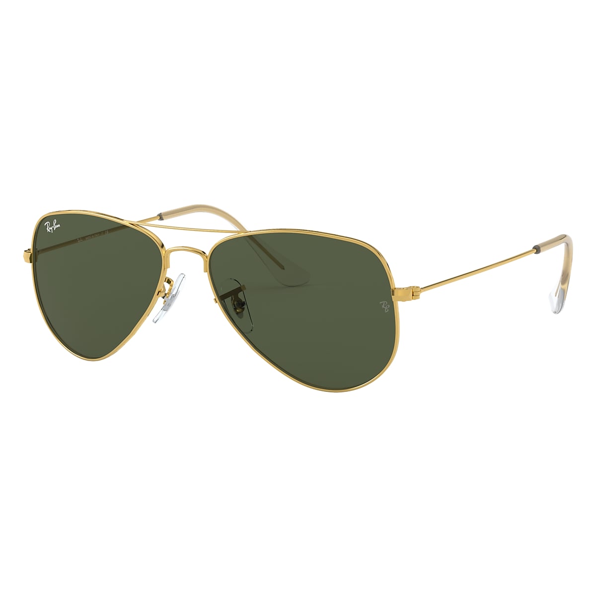 gokken Gloed Weekendtas Aviator Extra Small Sunglasses in Gold and Crystal Green | Ray-Ban®