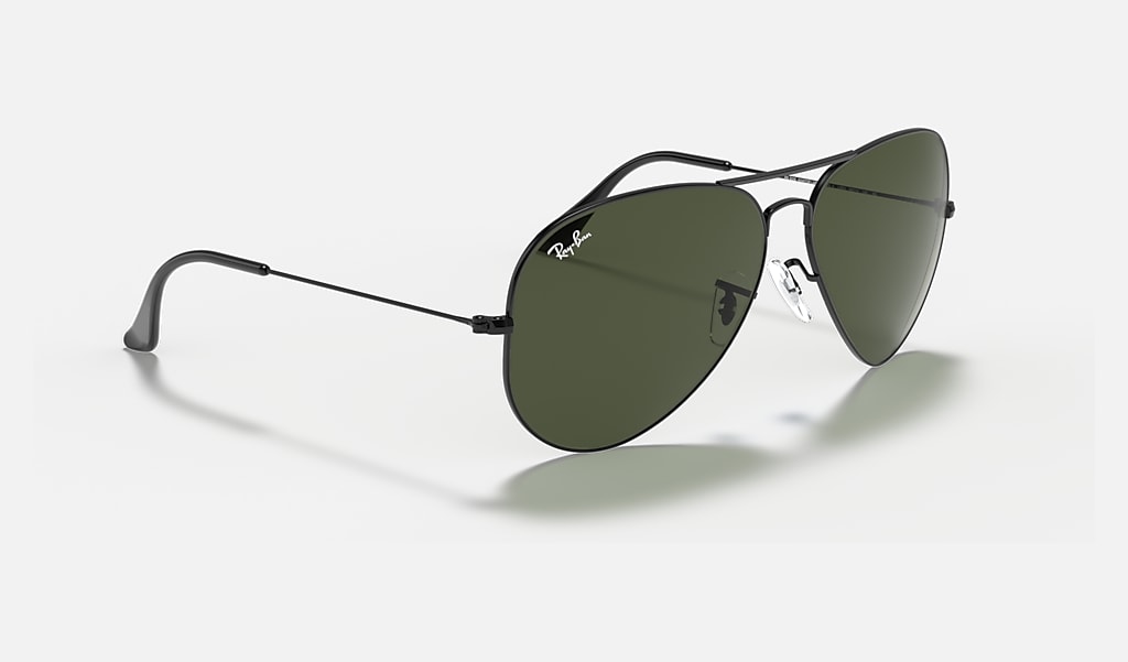 zwart Pretentieloos Bomen planten Aviator Large Metal Ii Sunglasses in Black and Green | Ray-Ban®