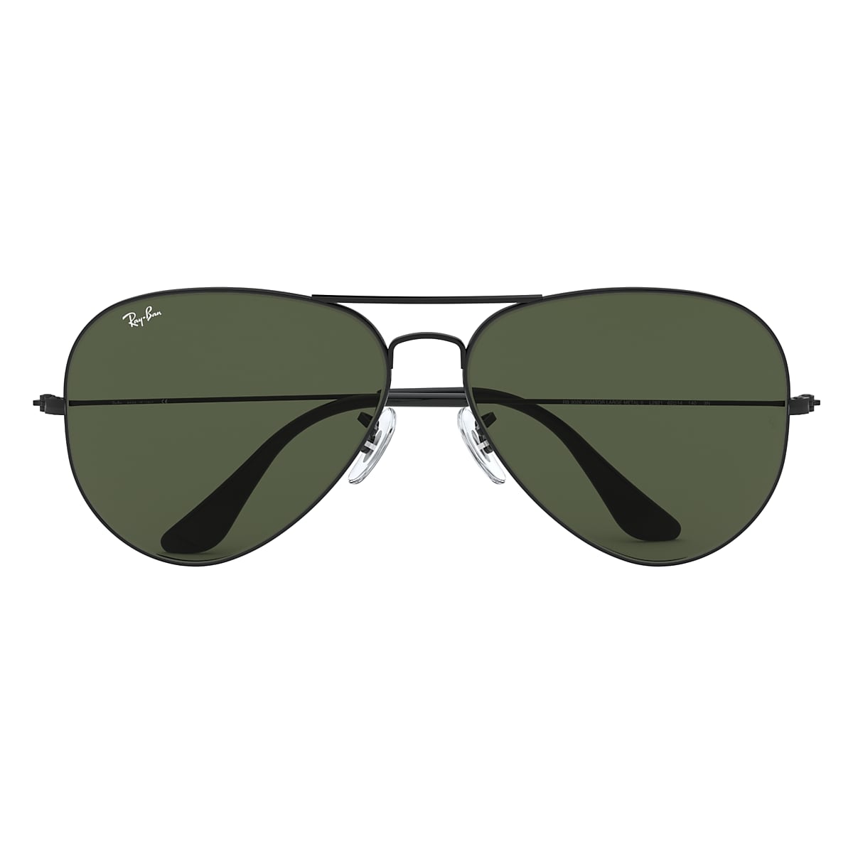 Ray Ban Sunglasses Unisex Aviator Large Metal II Black Frame Green Lenses 62 14