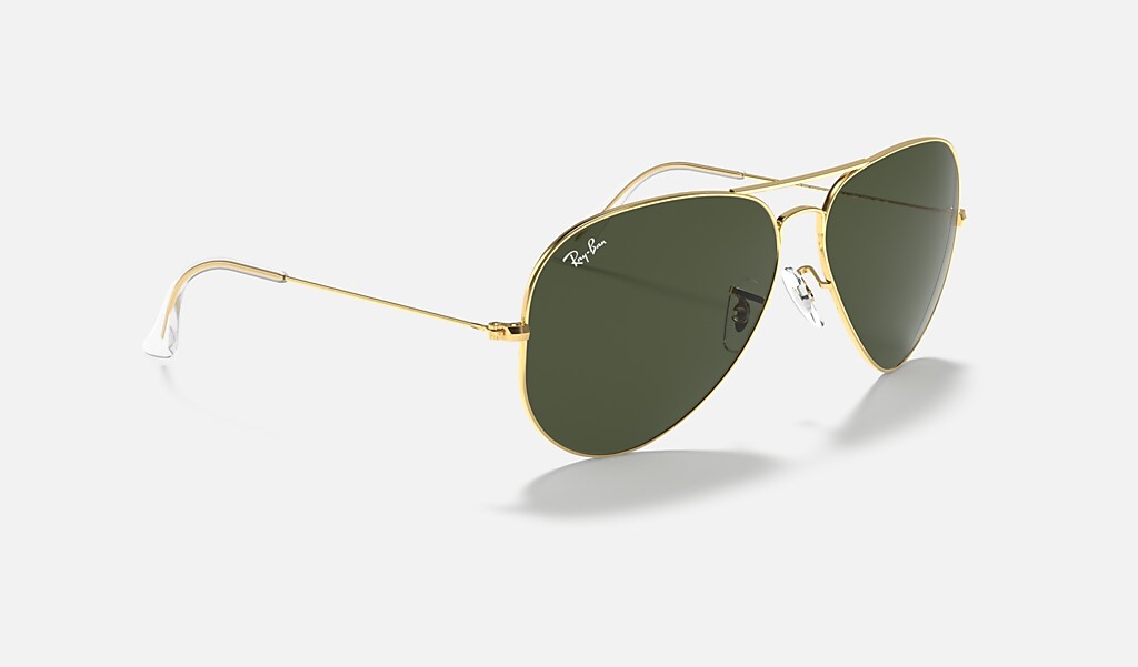 Panorama Outlook privacy Aviator Large Metal Ii Sunglasses in Gold and Green | Ray-Ban®