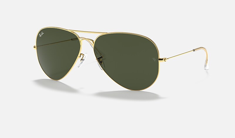 AVIATOR LARGE METAL II Sunglasses in Gold and Green - RB3026 | Ray