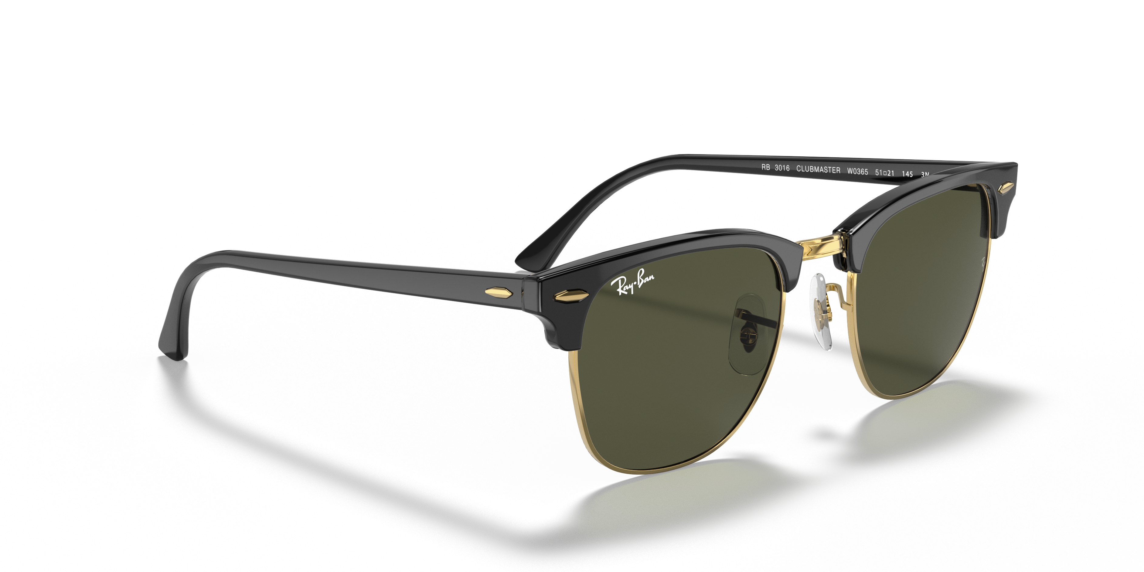 Clubmaster Classic Sunglasses in Black On Gold and G-15 Green 