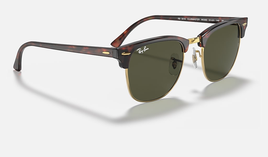 Clubmaster Classic Sunglasses in Tortoise On Gold and Green | Ray-Ban®