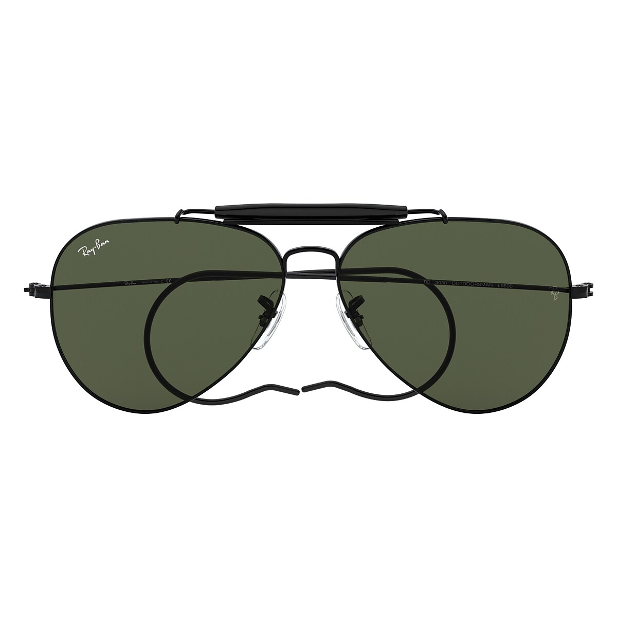 hatch mount moustache Outdoorsman Sunglasses in Black and Green | Ray-Ban®