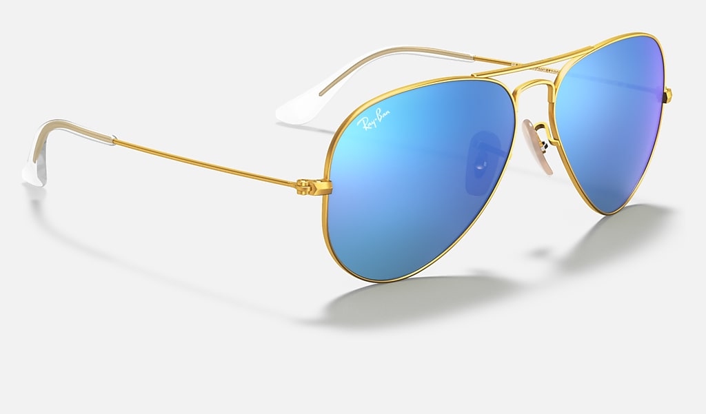 Aviator Flash Lenses Sunglasses in Gold and Blue | Ray-Ban®