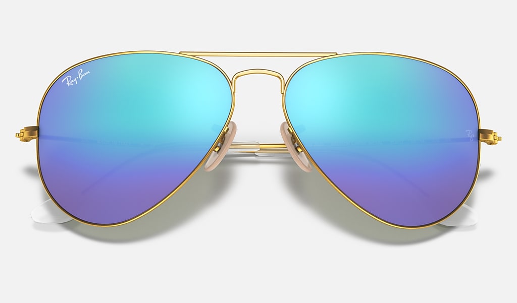 Aviator Flash Lenses Sunglasses in Gold and Blue | Ray-Ban®