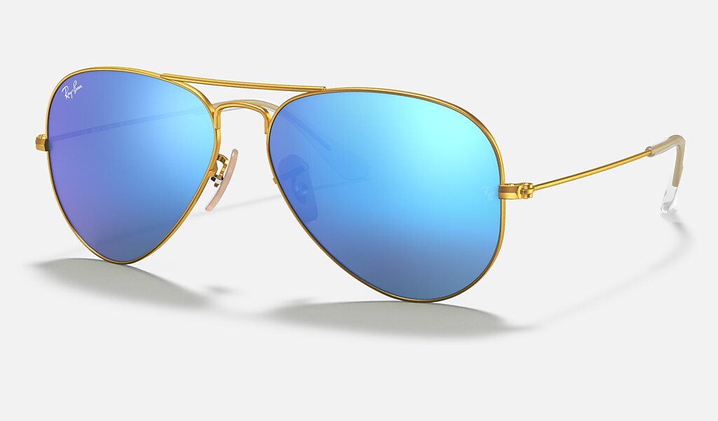 Numeriek verzekering Betekenisvol Aviator Flash Lenses Sunglasses in Gold and Blue | Ray-Ban®