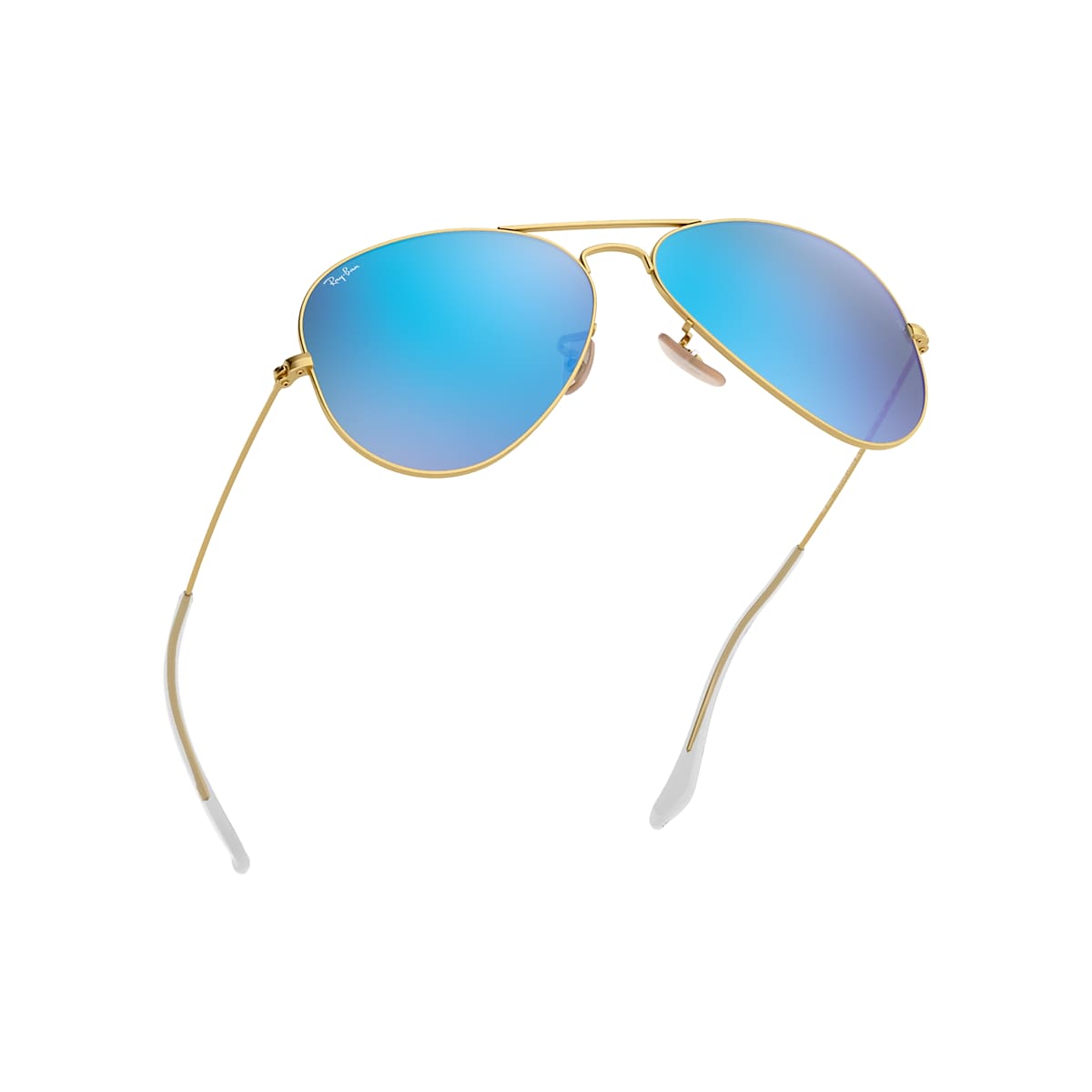 trumpet stewardess Maryanne Jones Aviator Flash Lenses Sunglasses in Gold and Blue | Ray-Ban®