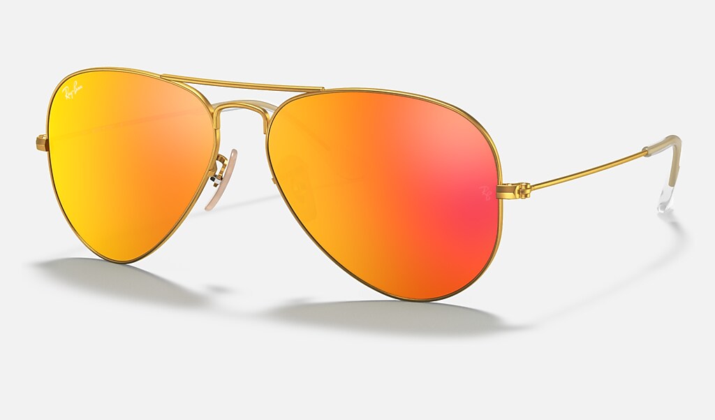 Aviator Flash Lenses Sunglasses in Gold and Orange - RB3025 | Ray