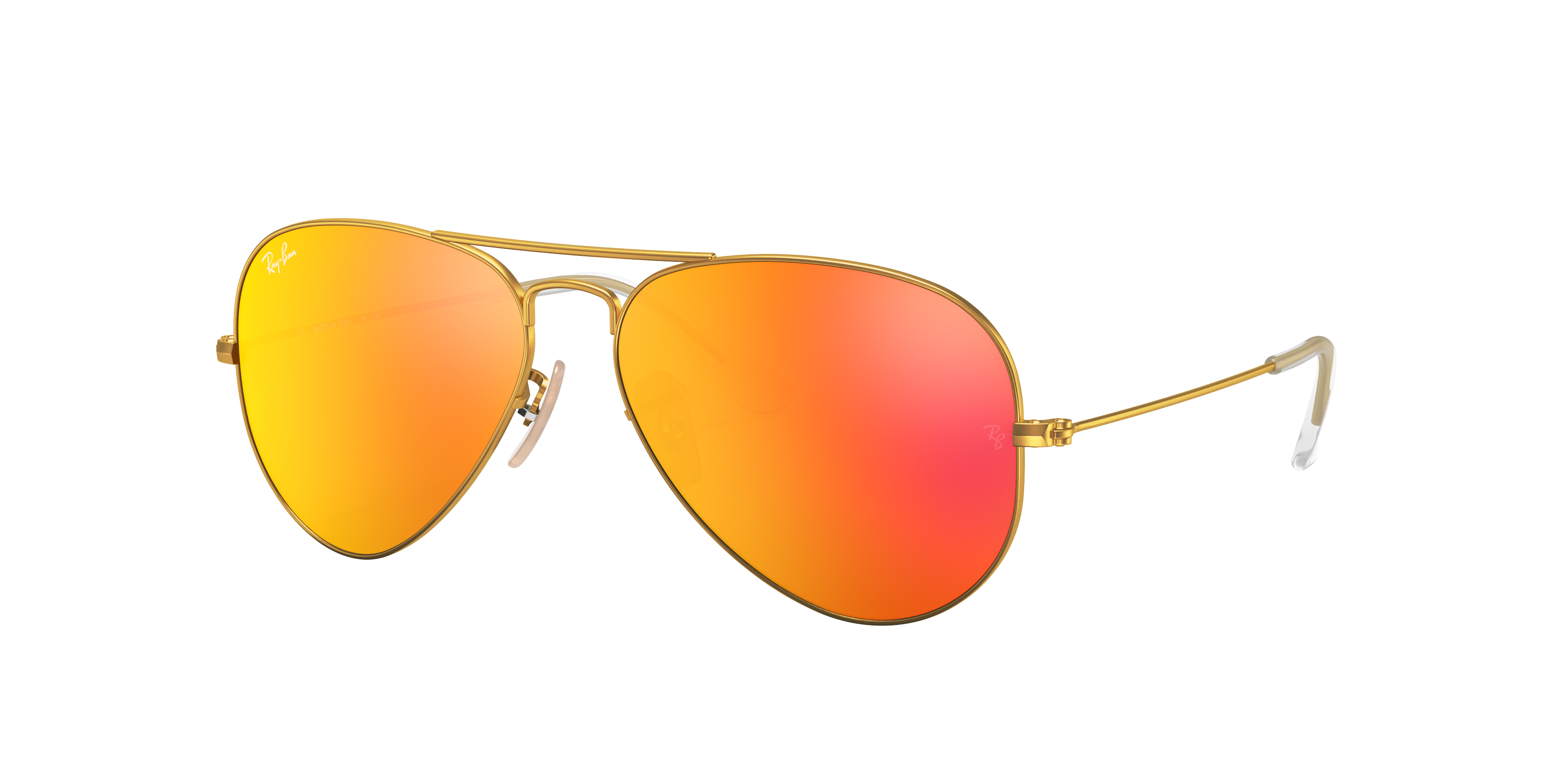 Gold Sunglasses in Orange and Aviator Flash Lenses | Ray-Ban®