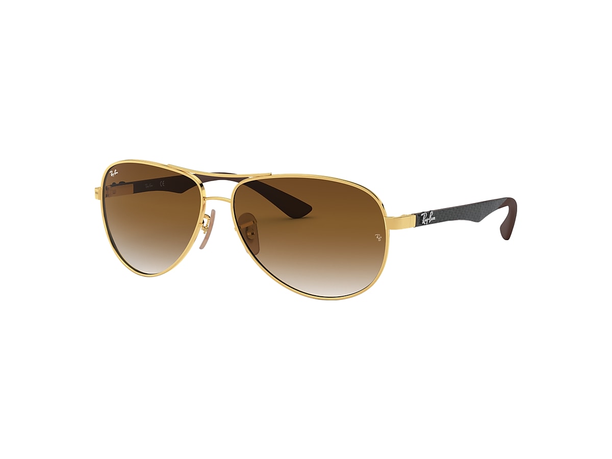 CARBON FIBRE Sunglasses in Arista Gold and Light Brown CARBON FIBRE Sunglasses in Arista Gold and Light Brown