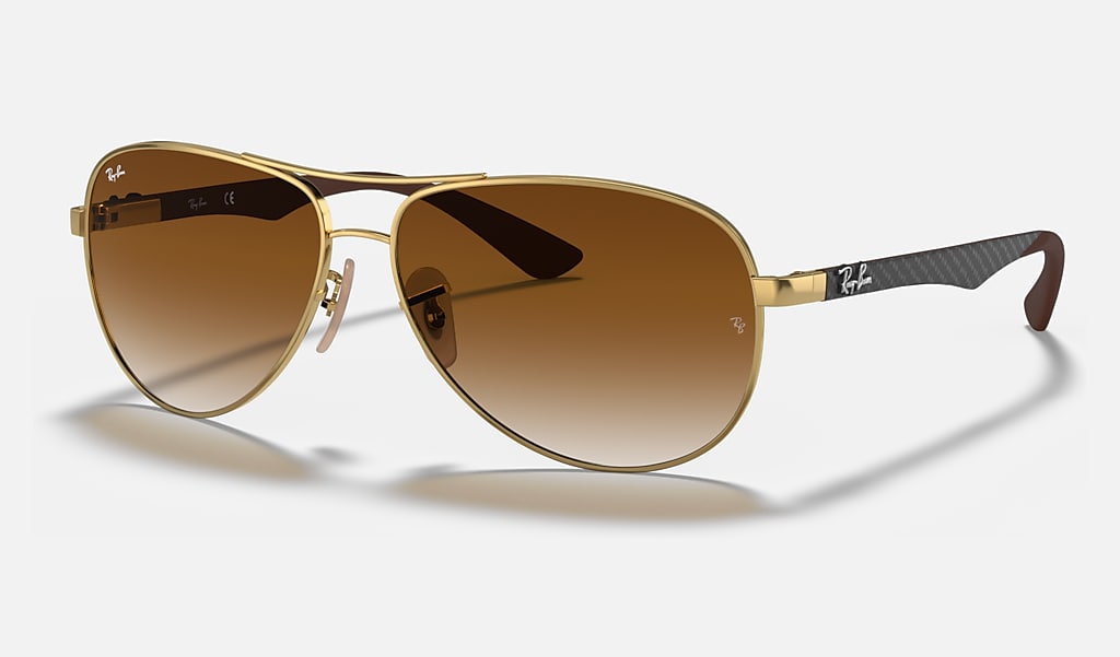Carbon Fibre Sunglasses in Gold and Light Brown | Ray-Ban®