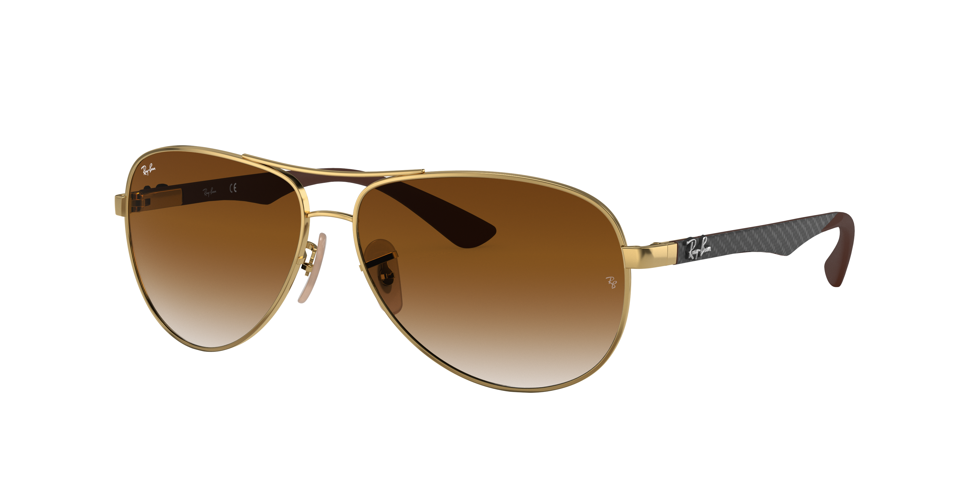 Buitenshuis Mondstuk spuiten Carbon Fibre Sunglasses in Gold and Light Brown | Ray-Ban®