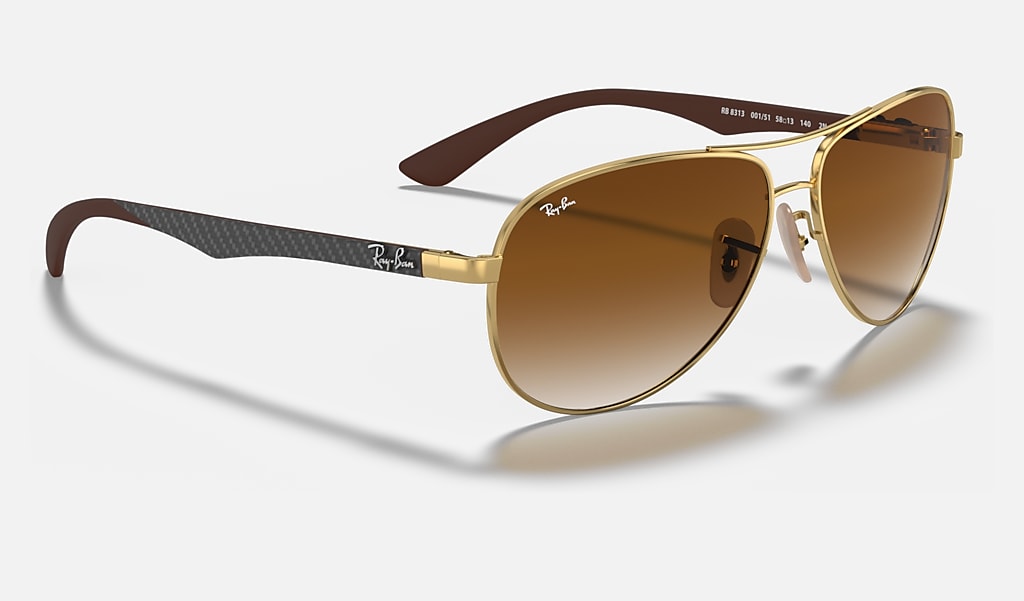brug Gelukkig Einde Carbon Fibre Sunglasses in Gold and Light Brown | Ray-Ban®