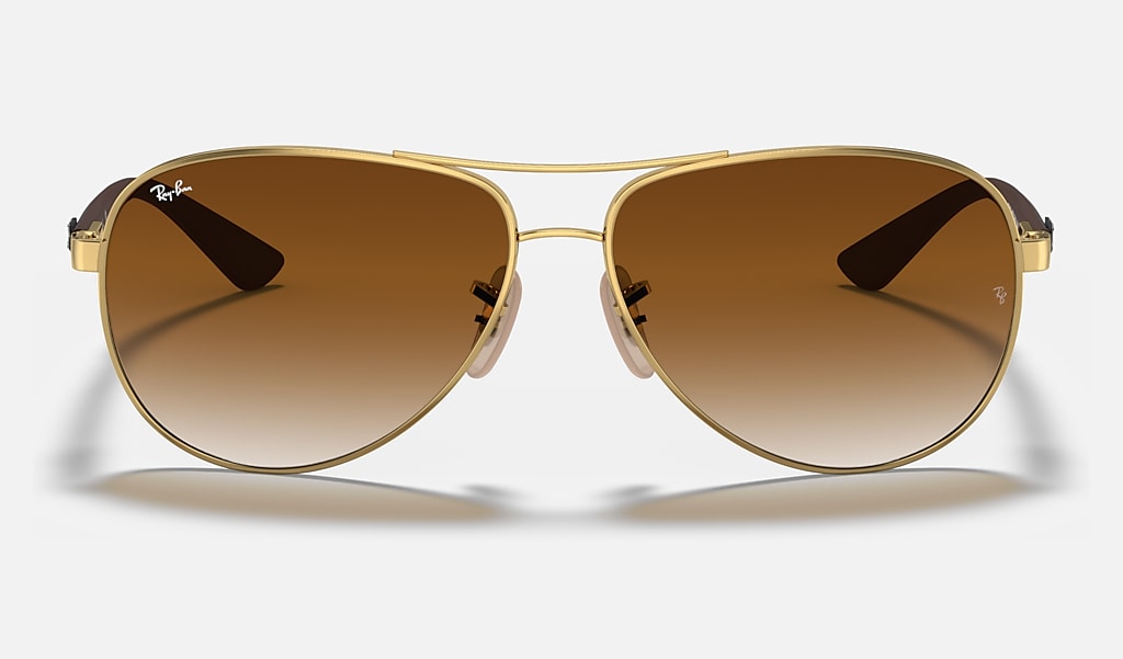 Carbon Fibre Sunglasses in Gold and Light Brown | Ray-Ban®