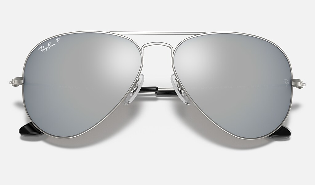 Aviator Mirror Sunglasses in Silver and Grey | Ray-Ban®
