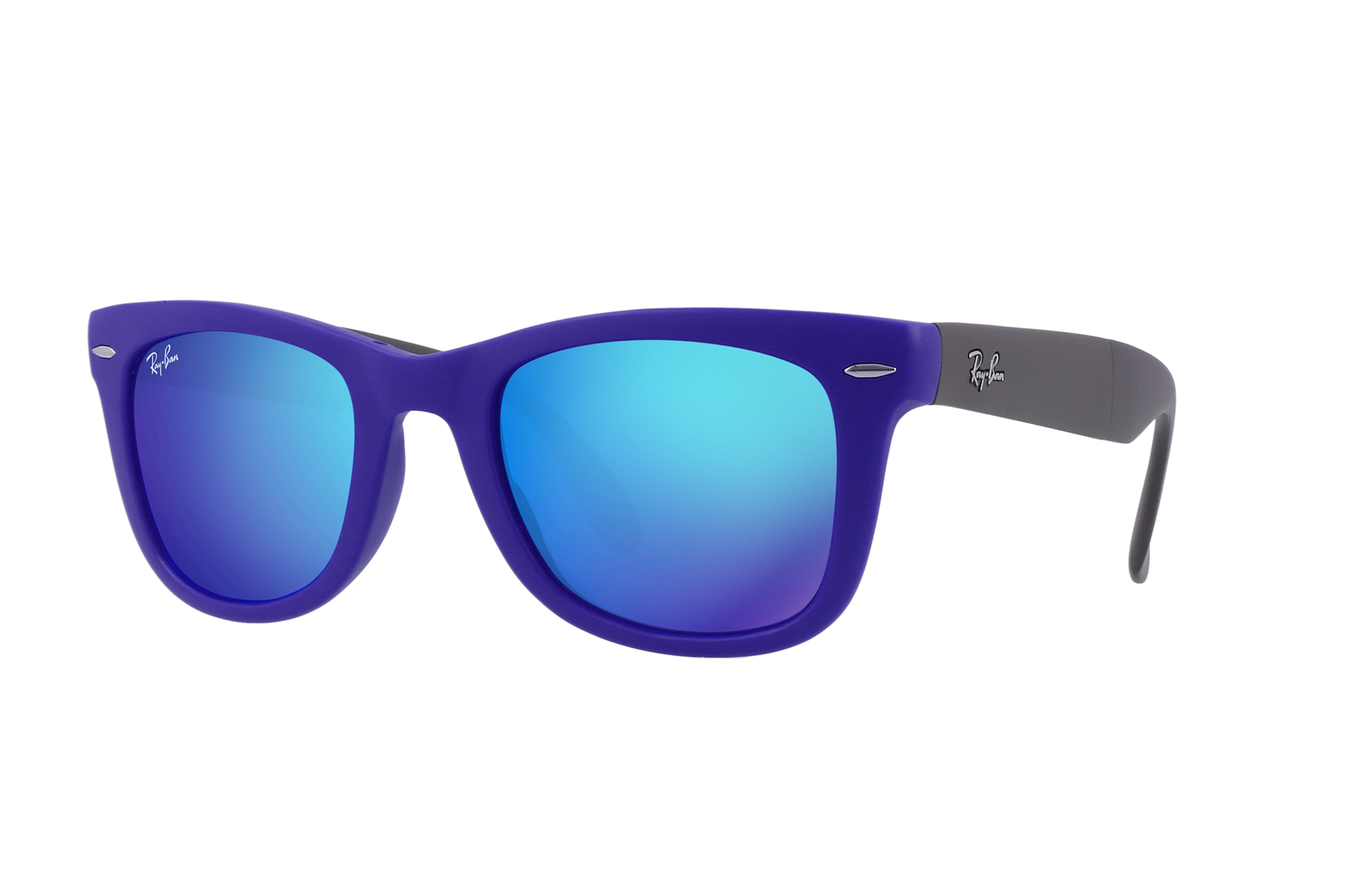 Zwitsers Schuur Mondstuk Wayfarer Opvouwbaar Flash-brillenglazen Zonnebrillen in Blauw en Blauw | Ray -Ban®