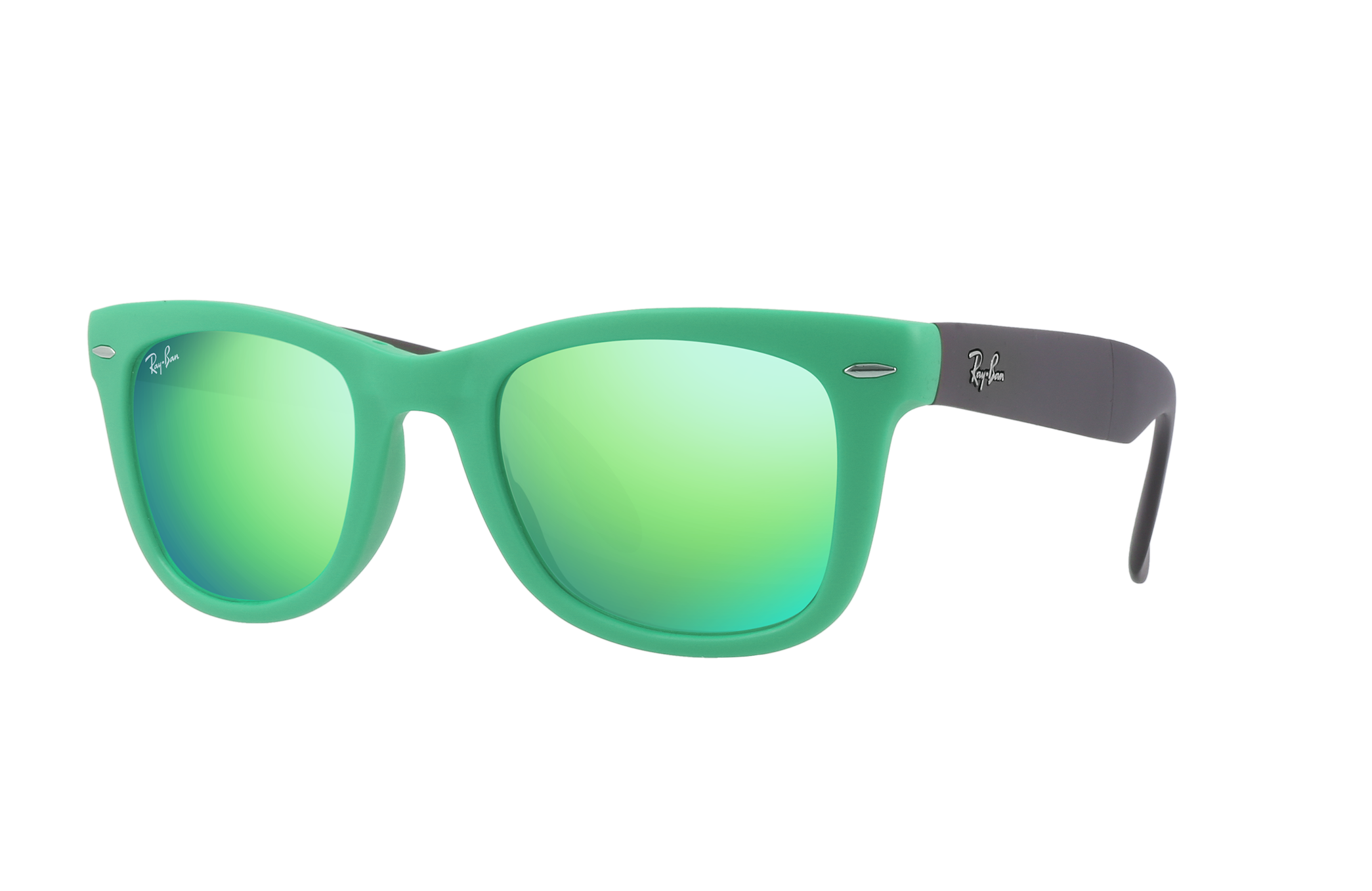 Wayfarer Folding Flash Lenses Sunglasses in Green and Green | Ray-Ban®
