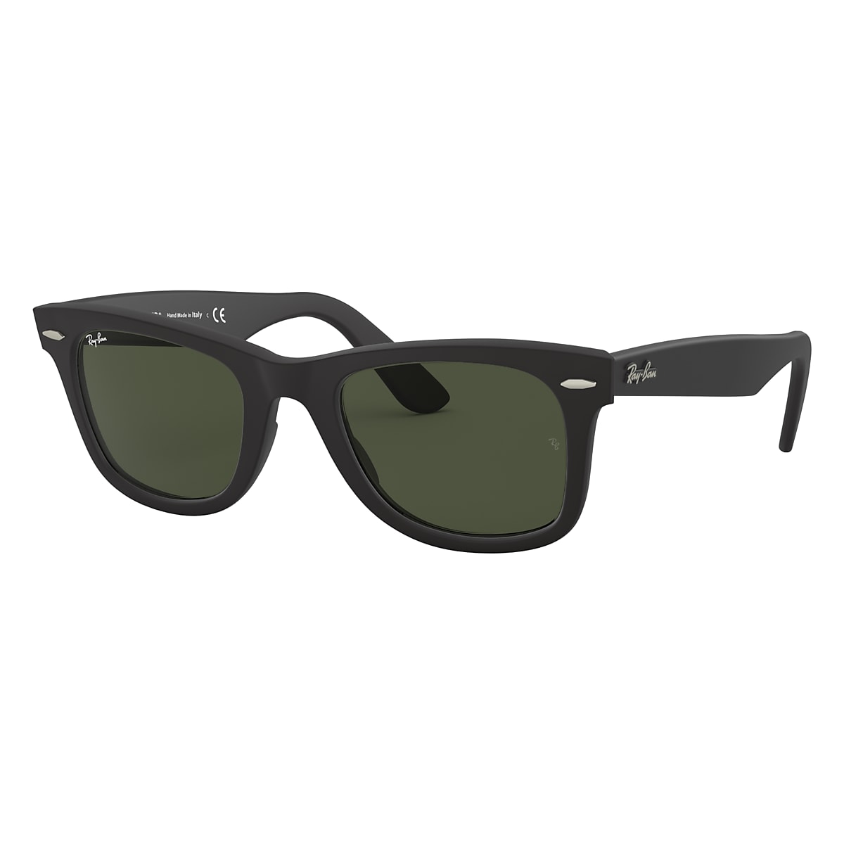 Ray-Ban Original Wayfarer Classic Sunglasses Black Frame Green Lenses 52-22